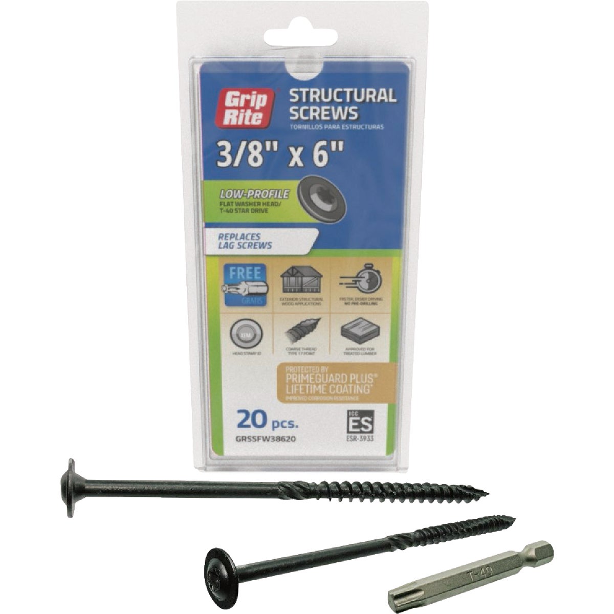 20CT 3/8X6 STRUC SCREW