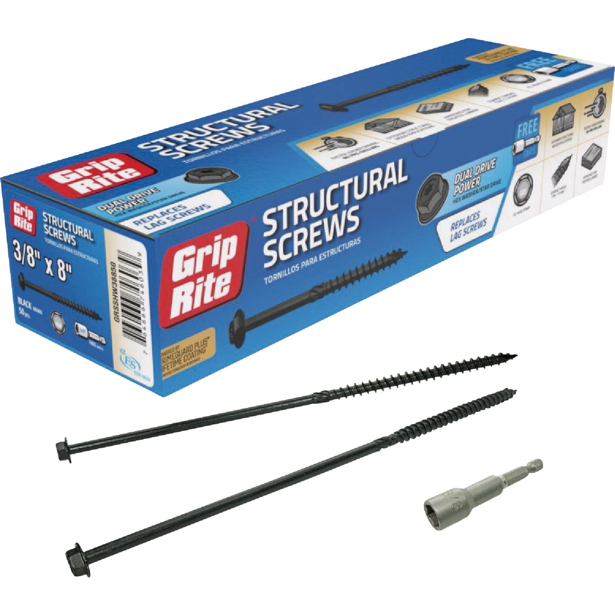 50CT 3/8X8 STRUC SCREW