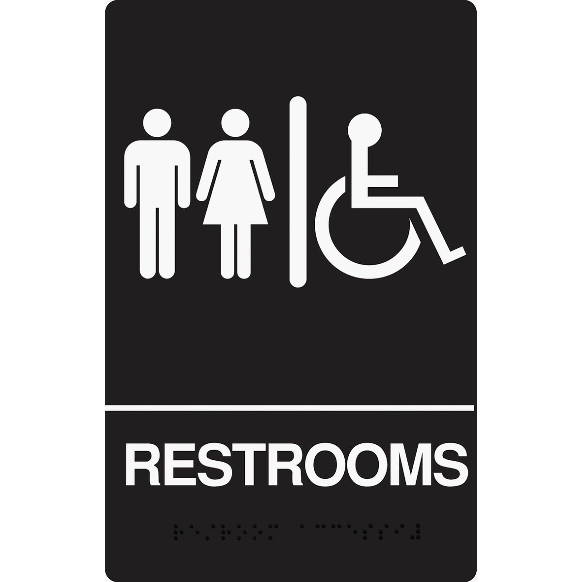 Hy-Ko Deco Series Plastic Braille Sign, Restrooms Handicapped 246050