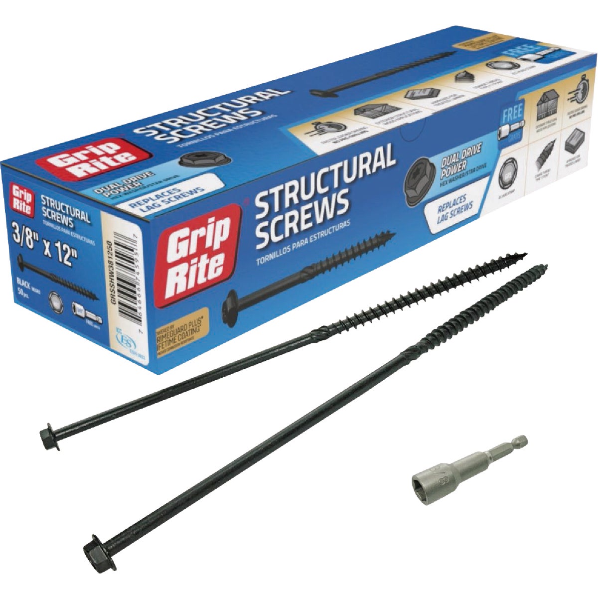 50CT 3/8X12 STRUC SCREW