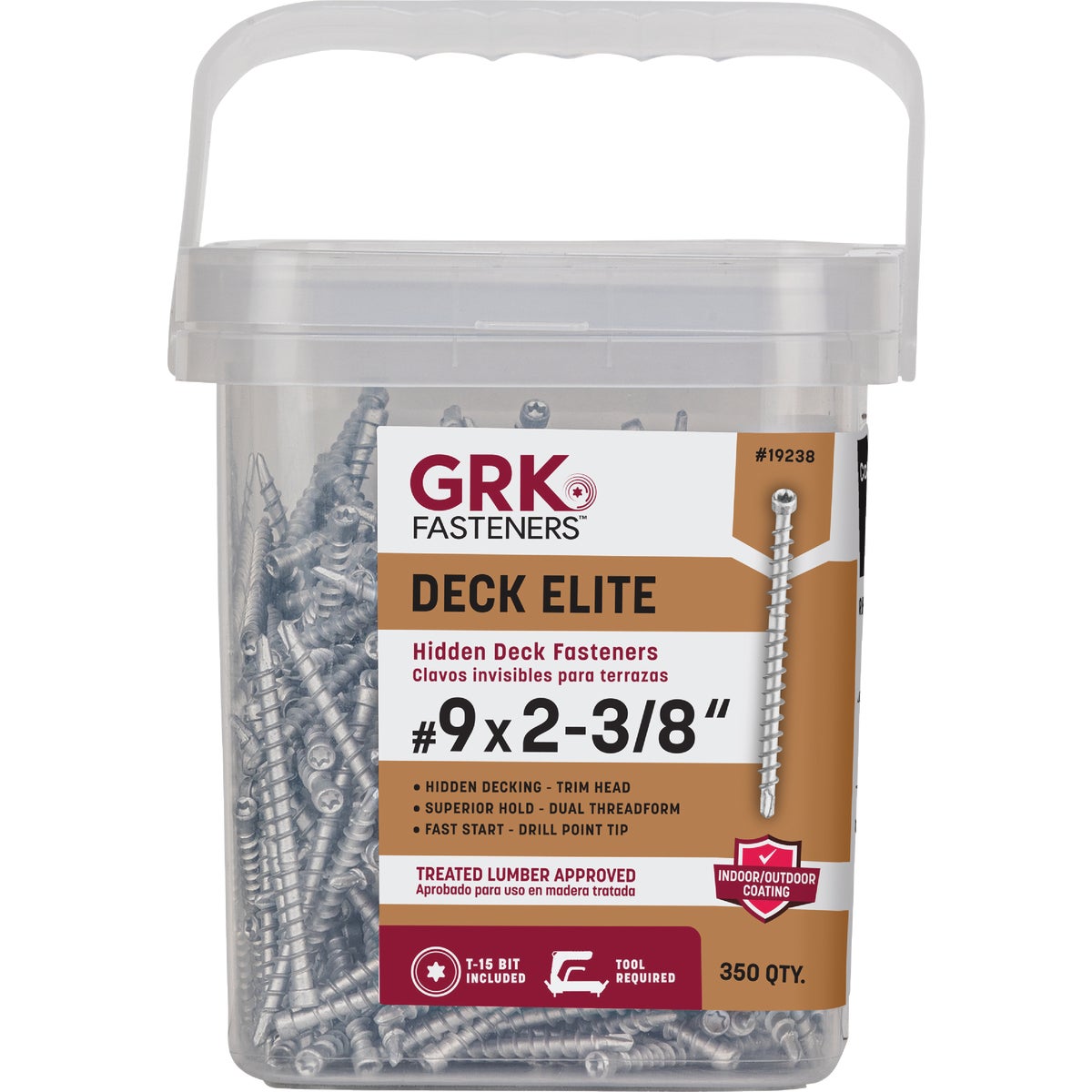 GRK Deck Elite #9 x 2-3/8 In. Star Drive Bugle-Head Hidden Fastener Deck Screw (350-Count)