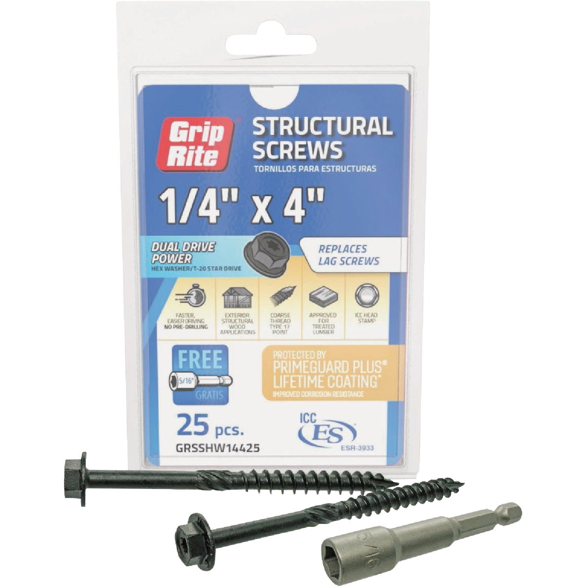 25CT 1/4X4 STRUC SCREW