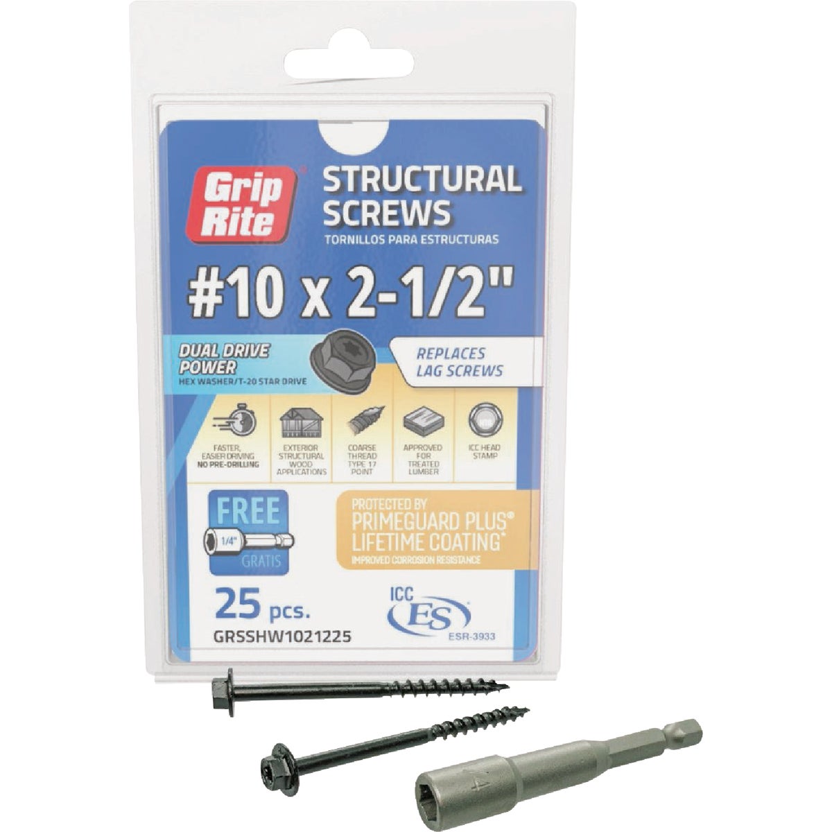 25CT #10X2.5 STRUC SCREW