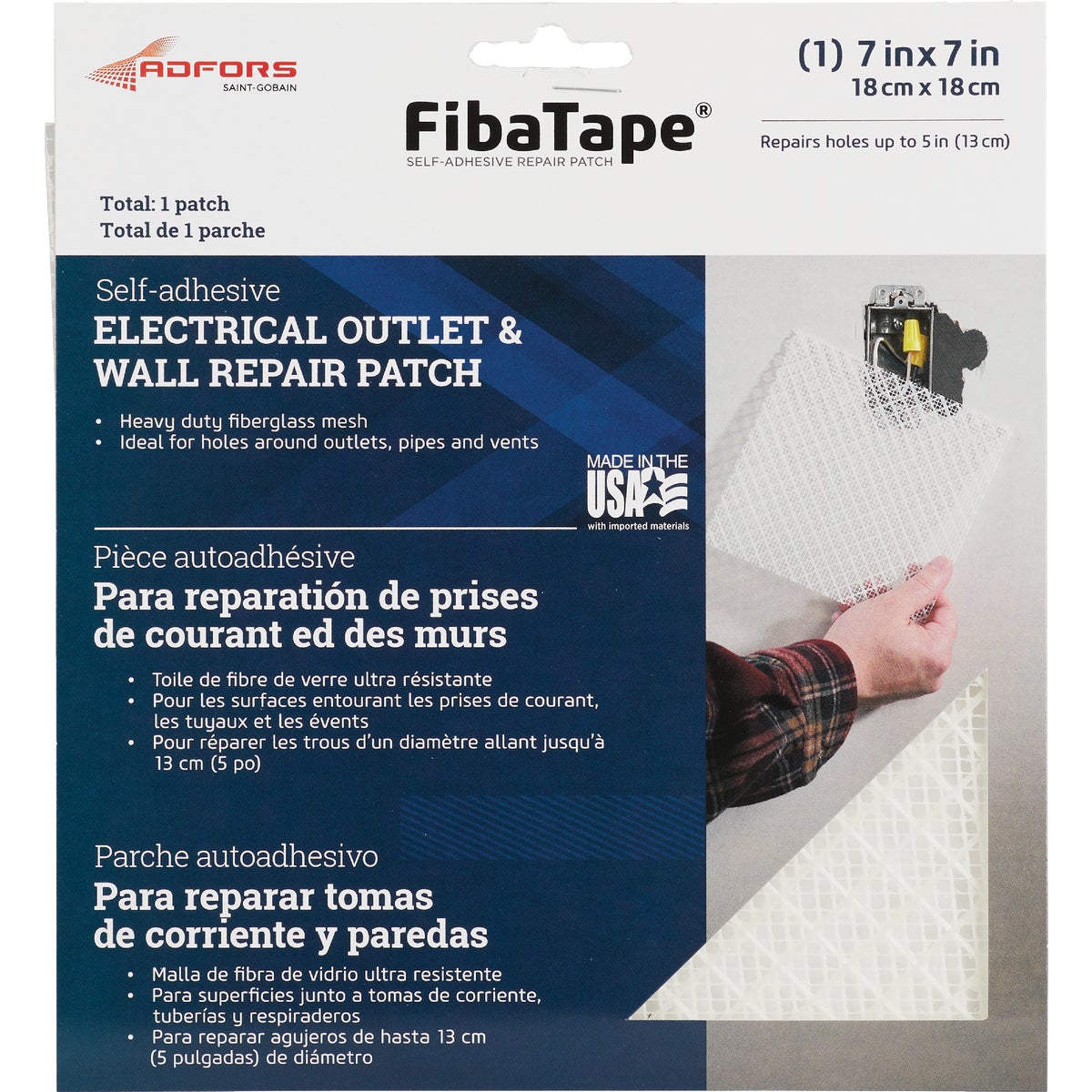 FibaTape 7 In. x 7 In. Electrical Outlet Self-Adhesive Drywall Patch 272225