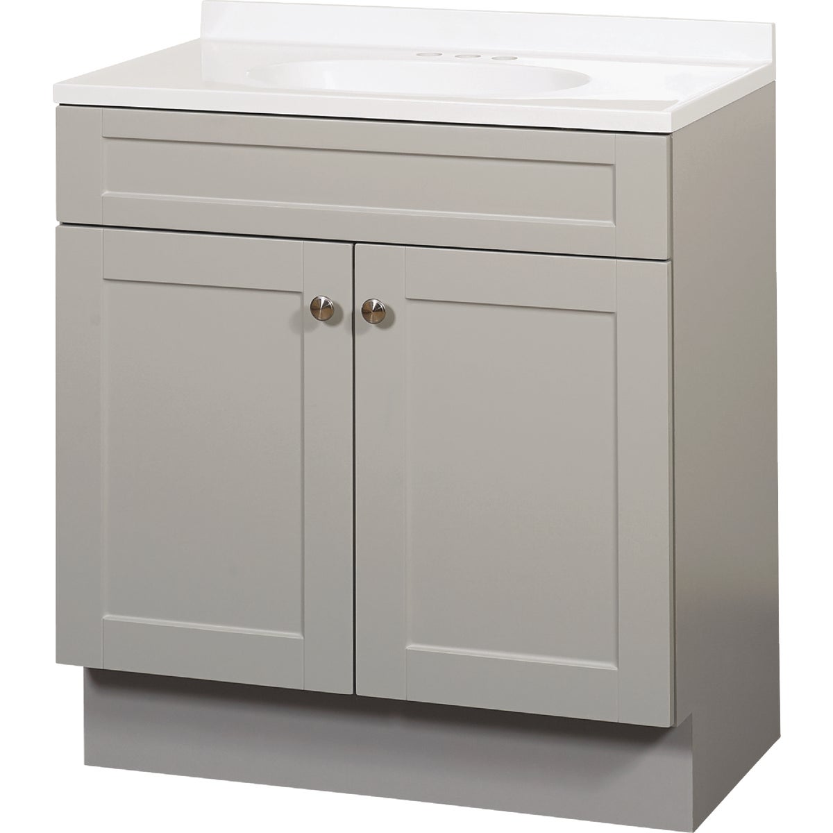 Zenith Zenna Home Cool Gray 30 In. W x 35 In. H x 18 In. D Shaker Vanity with White Cultured Marble Top 277844