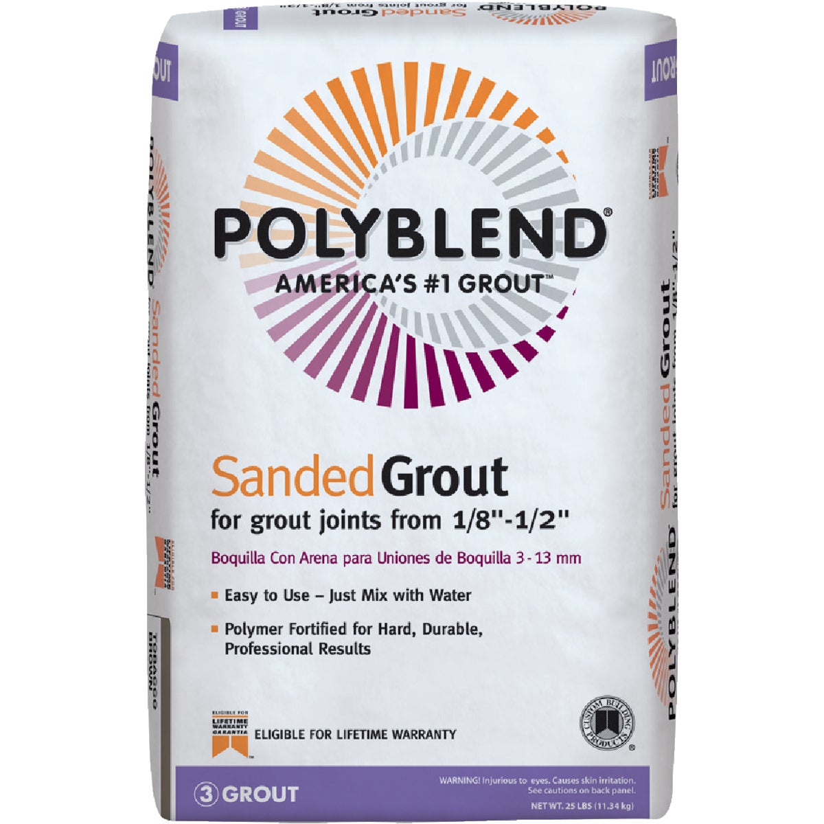 Custom Building Products Polyblend 25 Lb. Natural Gray Sanded Tile Grout 282855