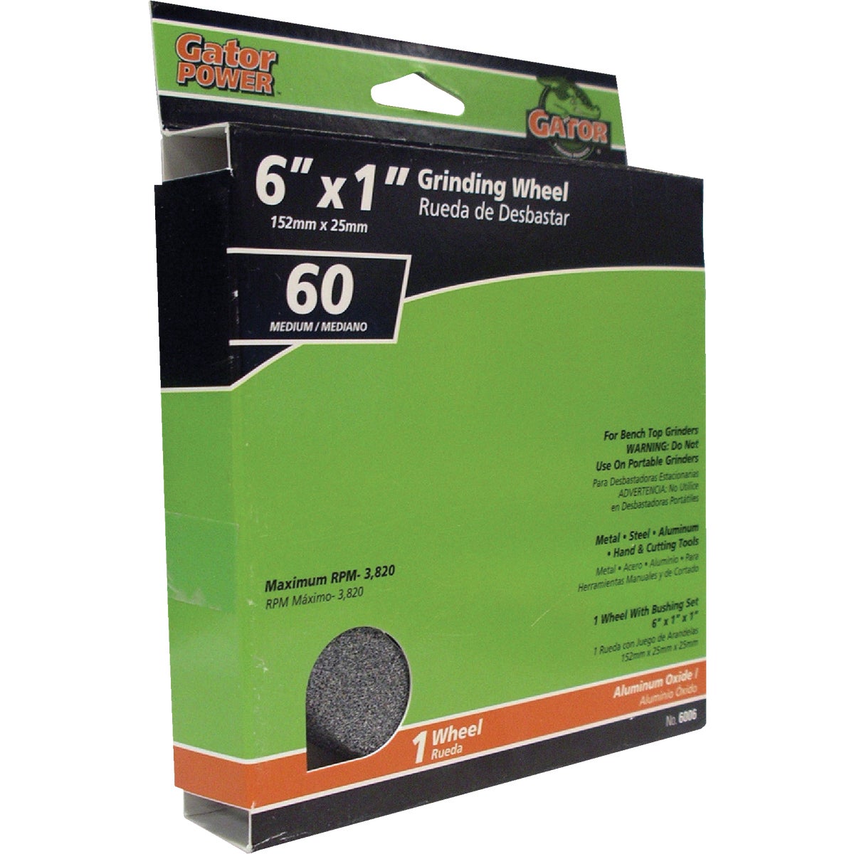 Gator Blade 6 In. 1 In. Adjustable - 1", 3/4", 5/8", 1/2" Bench Grinding Wheel 300105