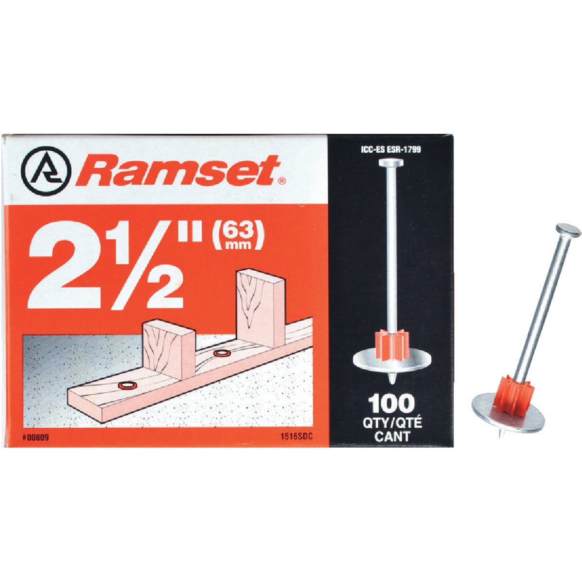 Ramset 2-1/2 In. Fastening Pin with Washer (100-Pack) 300971