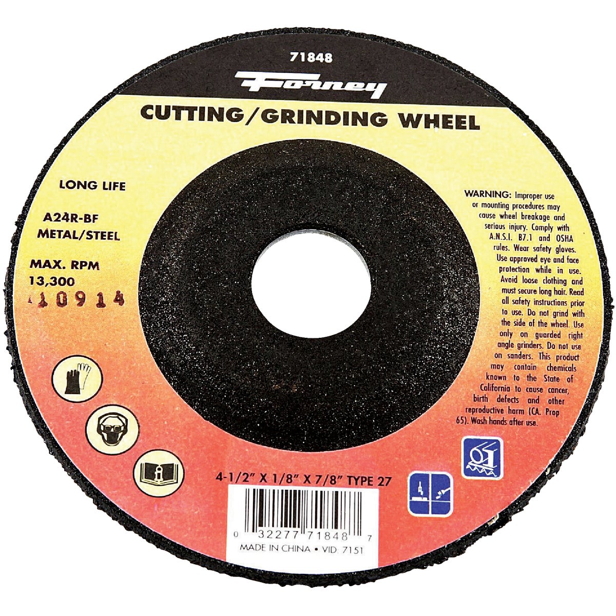 Forney Type 27 Cut-Off Wheel 301707