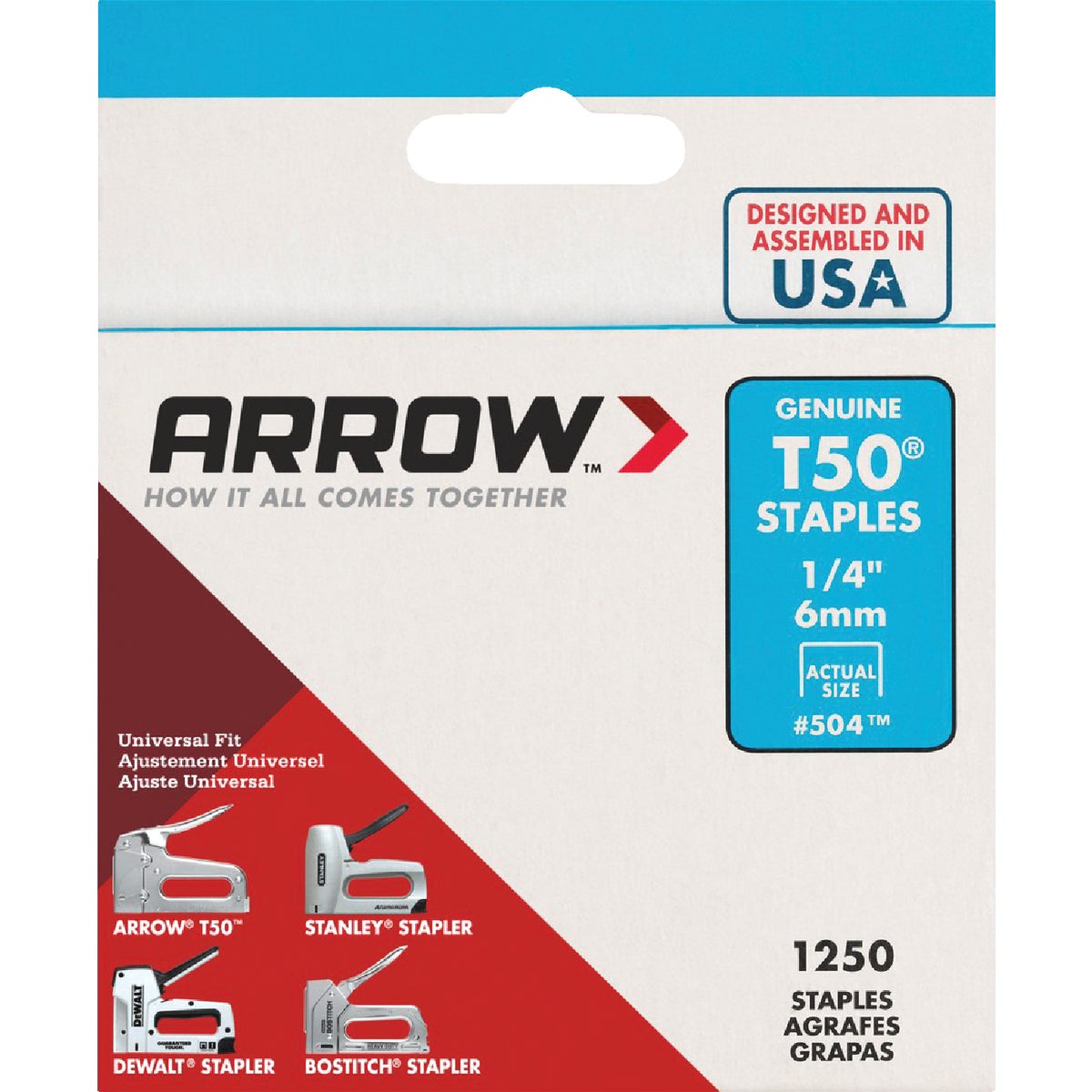 Arrow T50 Heavy-Duty Staple, 1/4 In. (1250-Pack) 301872
