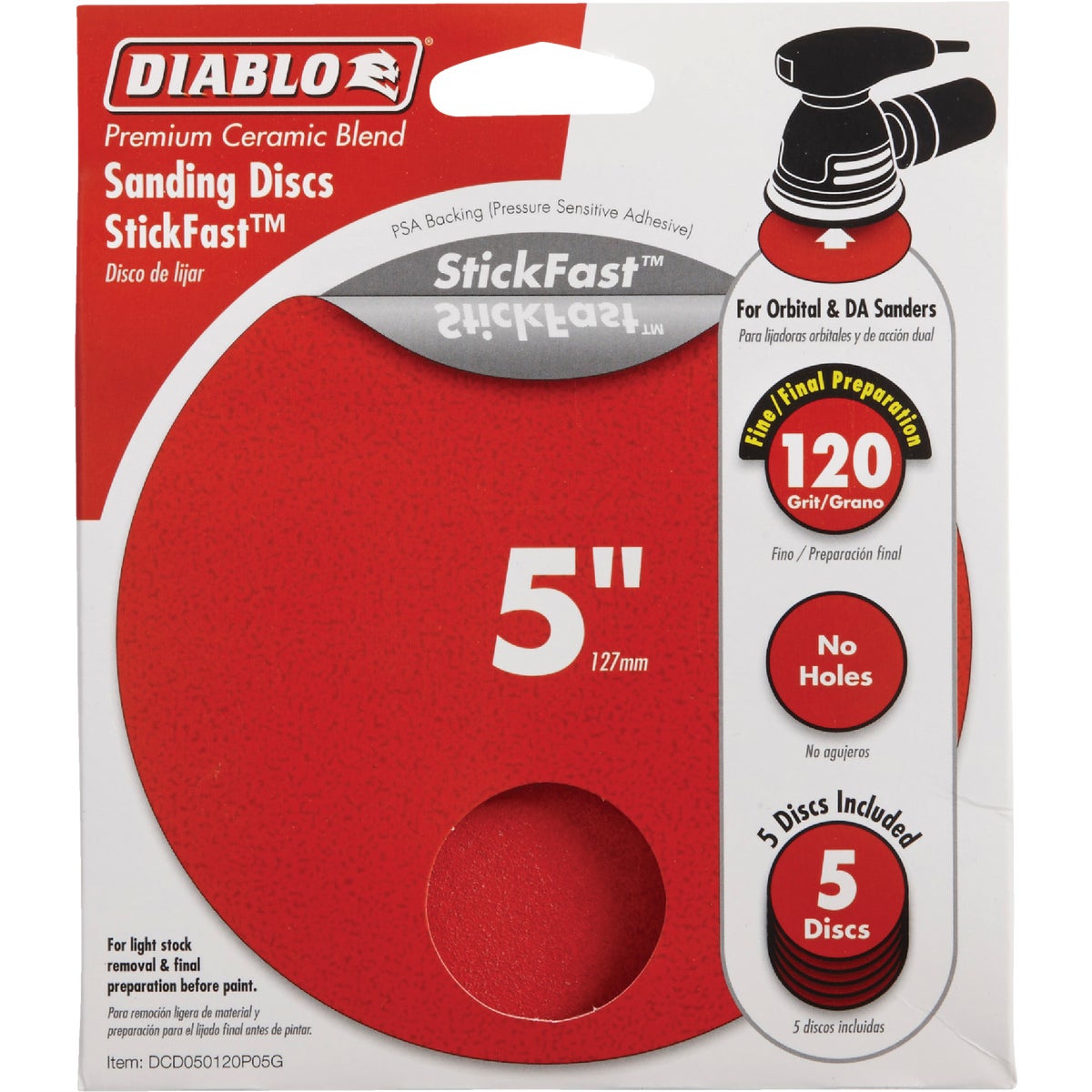 5PK 5"120G PSA SAND DISC