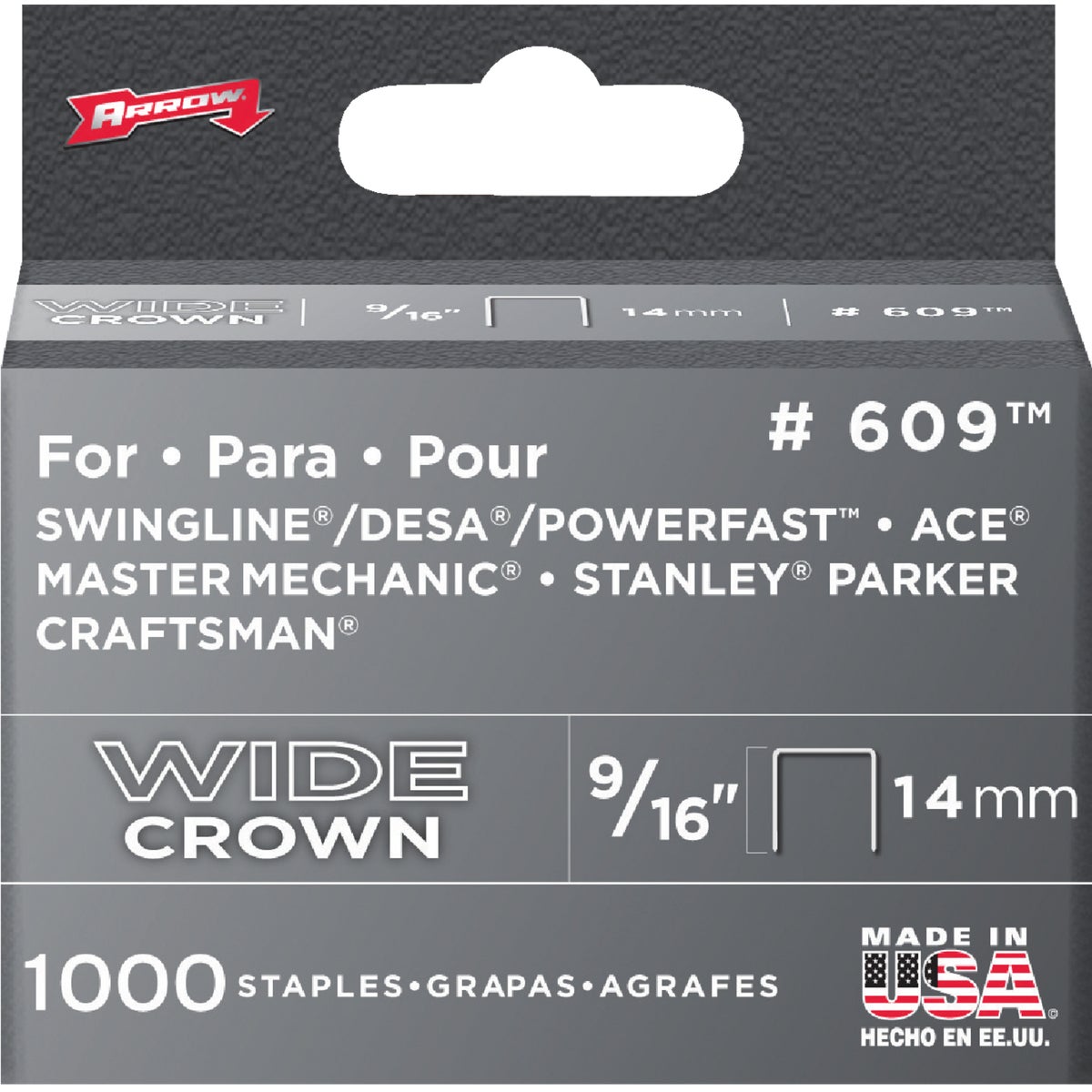 Arrow Heavy-Duty Wide Crown Staple, 9/16 In. (1000-Pack) 303208