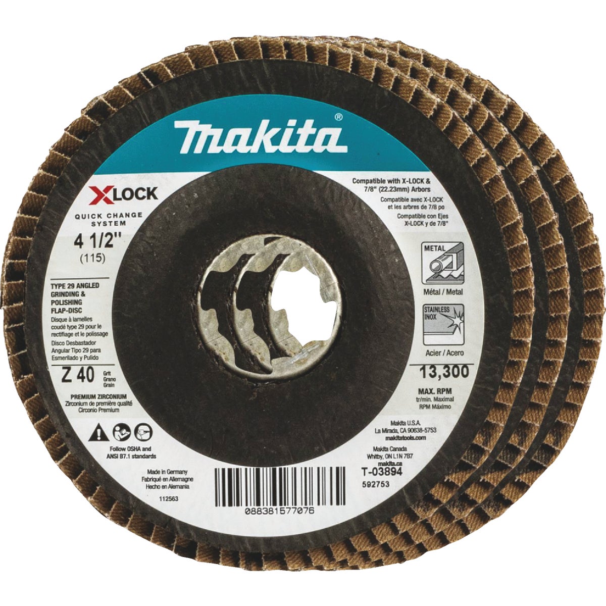 3PK 4.5" 40G FLAP DISC