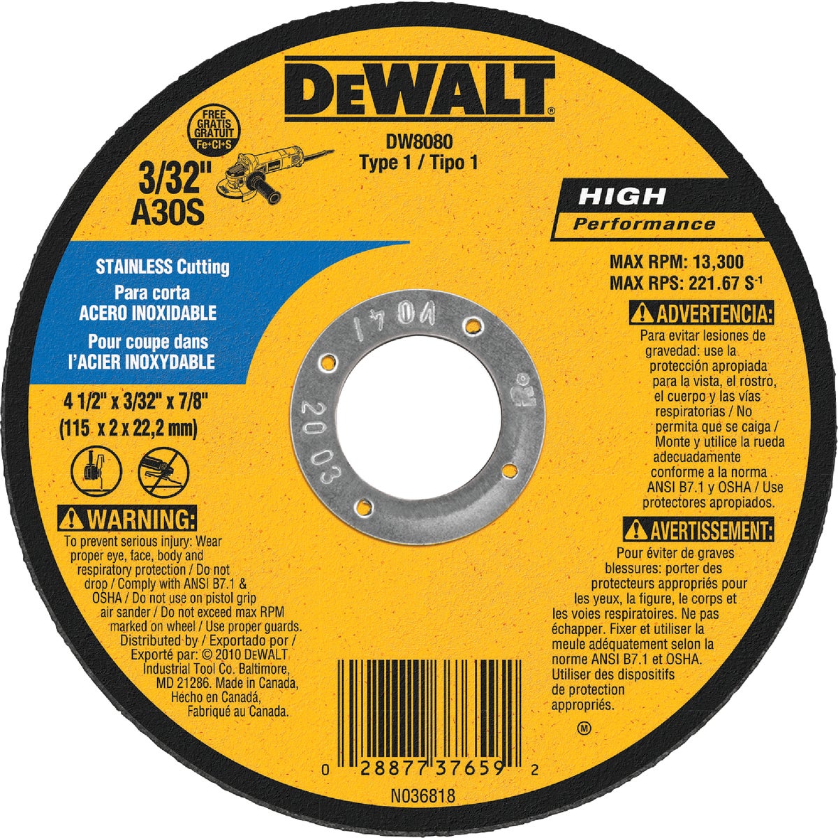 4-1/2" 30G CUTOFF WHEEL