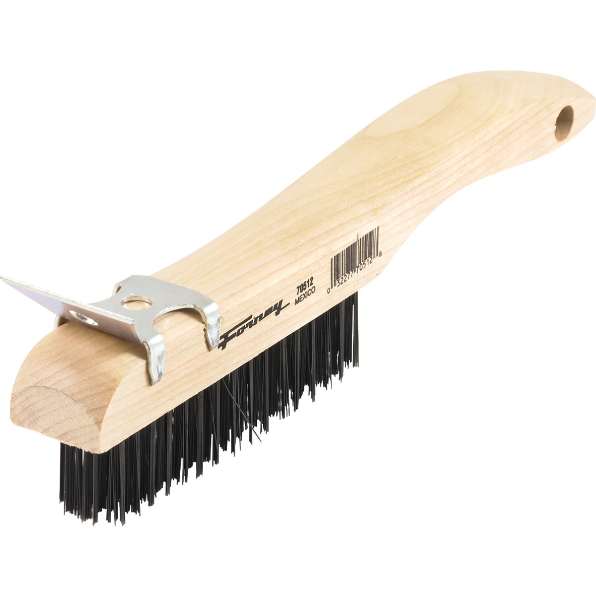 Forney 10-1/4 In. Shoe Handle Wire Brush & Scraper with Carbon Steel Bristles 314369