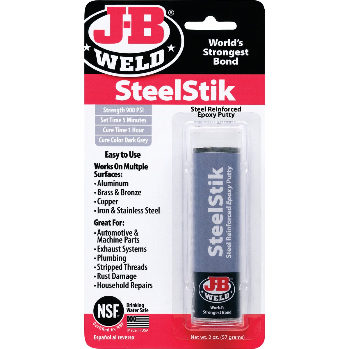 J-B Weld SteelStik 2 Oz. Gray Epoxy Putty 320183