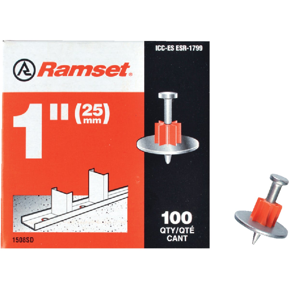 Ramset 1 In. Fastening Pin with Washer (100-Pack) 320254