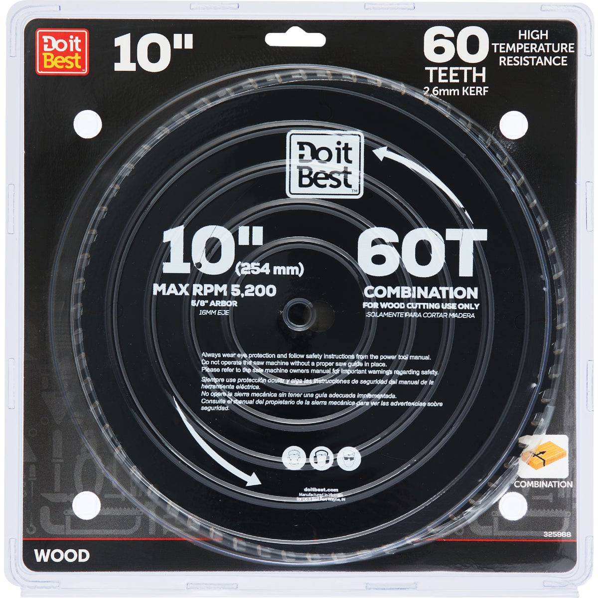 Do it Best Professional 10 In. 60-Tooth Fine Crosscut/Plywood Circular Saw Blade 325988