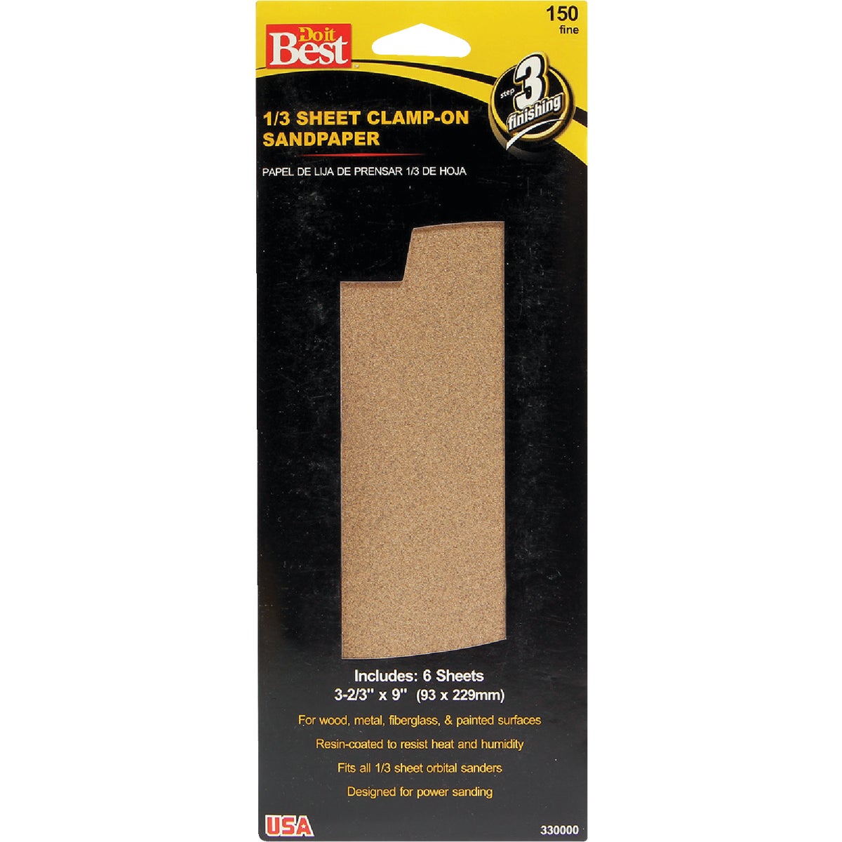 Do it Best Aluminum Oxide 150C Grit 1/3 Sheet Power Sanding Sheet (6-Pack) 330000