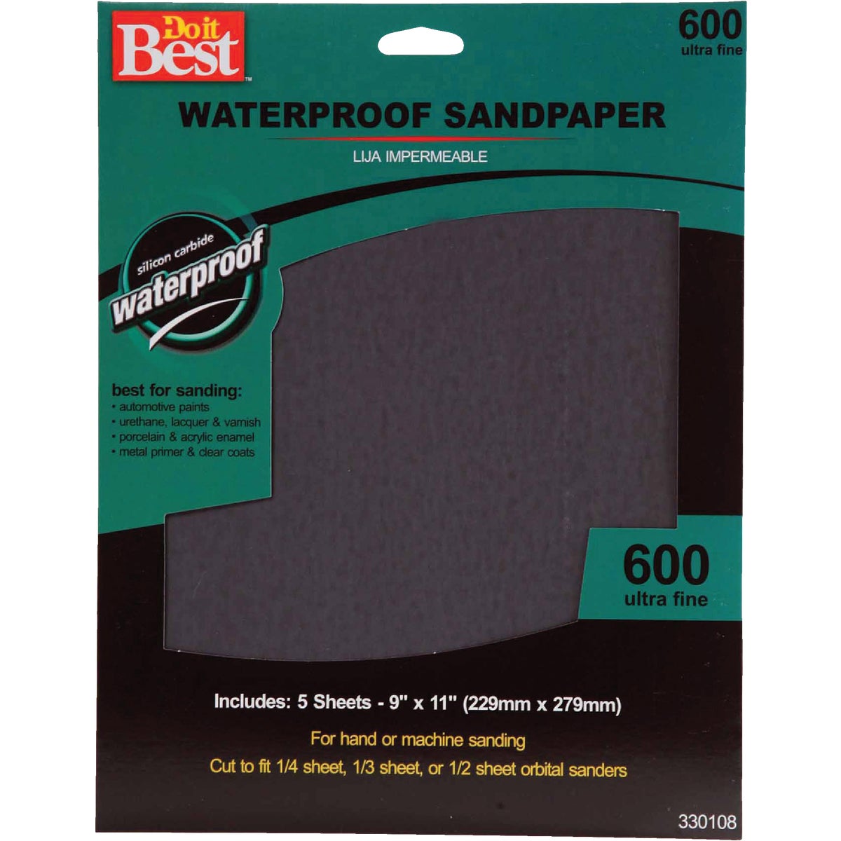 Do it Best Waterproof 9 In. x 11 In. 600 Grit Ultra Fine Sandpaper (5-Pack) 330108