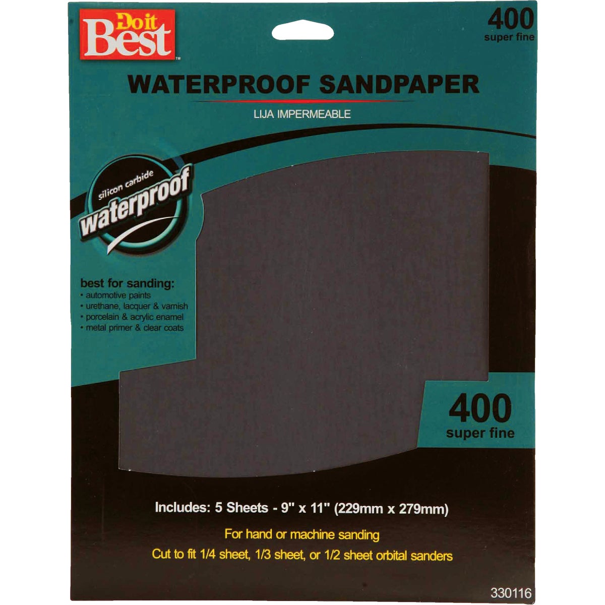 Do it Best Waterproof 9 In. x 11 In. 400 Grit Super Fine Sandpaper (5-Pack) 330116