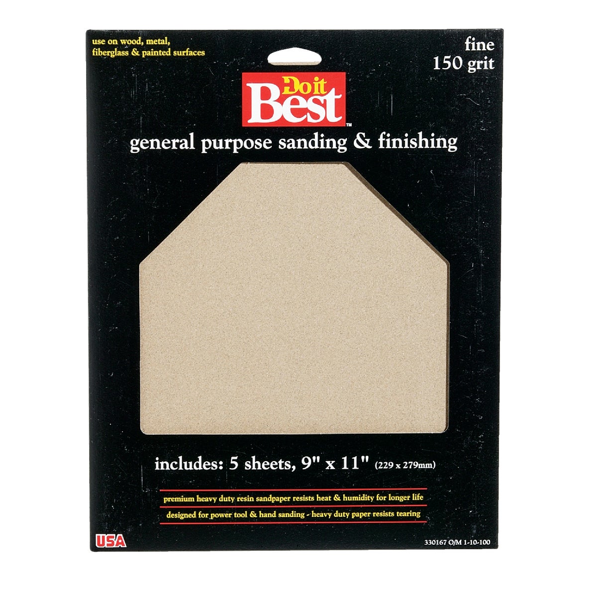 Do it Best General Purpose 9 In. x 11 In. 150 Grit Fine Sandpaper (5-Pack) 330167