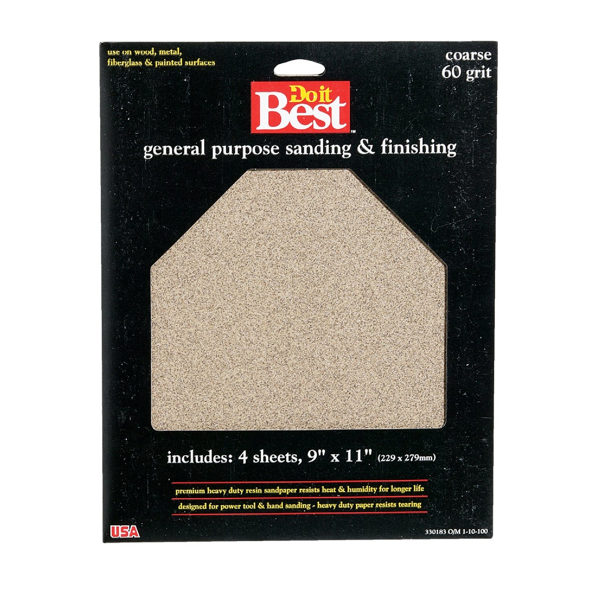 Do it Best General Purpose 9 In. x 11 In. 60 Grit Coarse Sandpaper (4-Pack) 330183