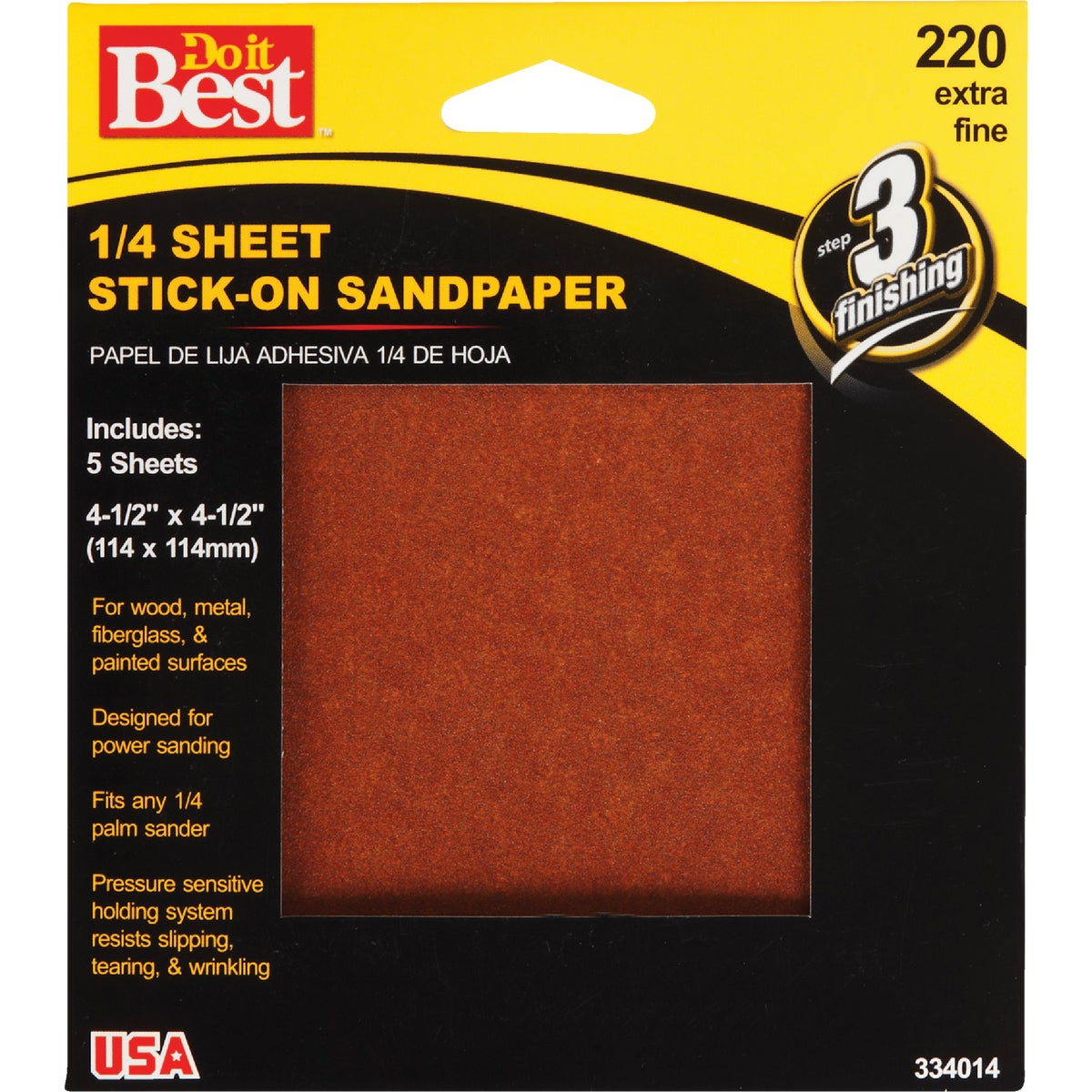 Do it Best Stick-On 220 Grit 1/4 Sheet Power Sanding Sheet (5-Pack) 334014