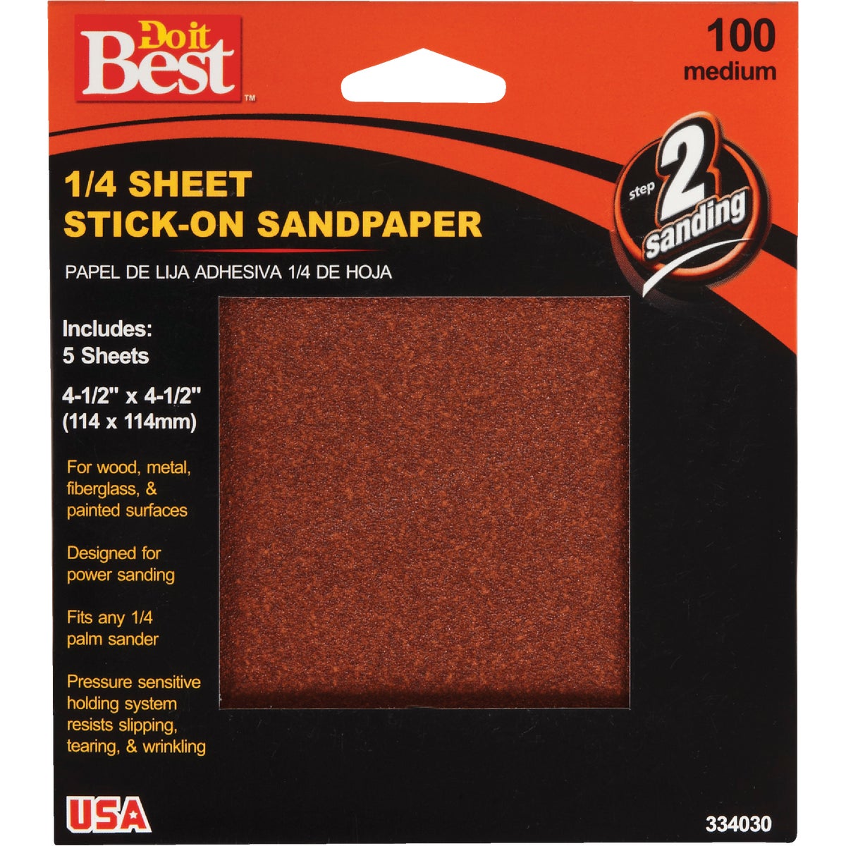 Do it Best Stick-On 100 Grit 1/4 Sheet Power Sanding Sheet (5-Pack) 334030