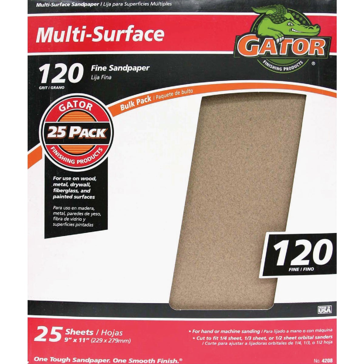Gator Multi-Surface 9 In. x 11 In. 120 Grit Fine Sandpaper (25-Pack) 339555