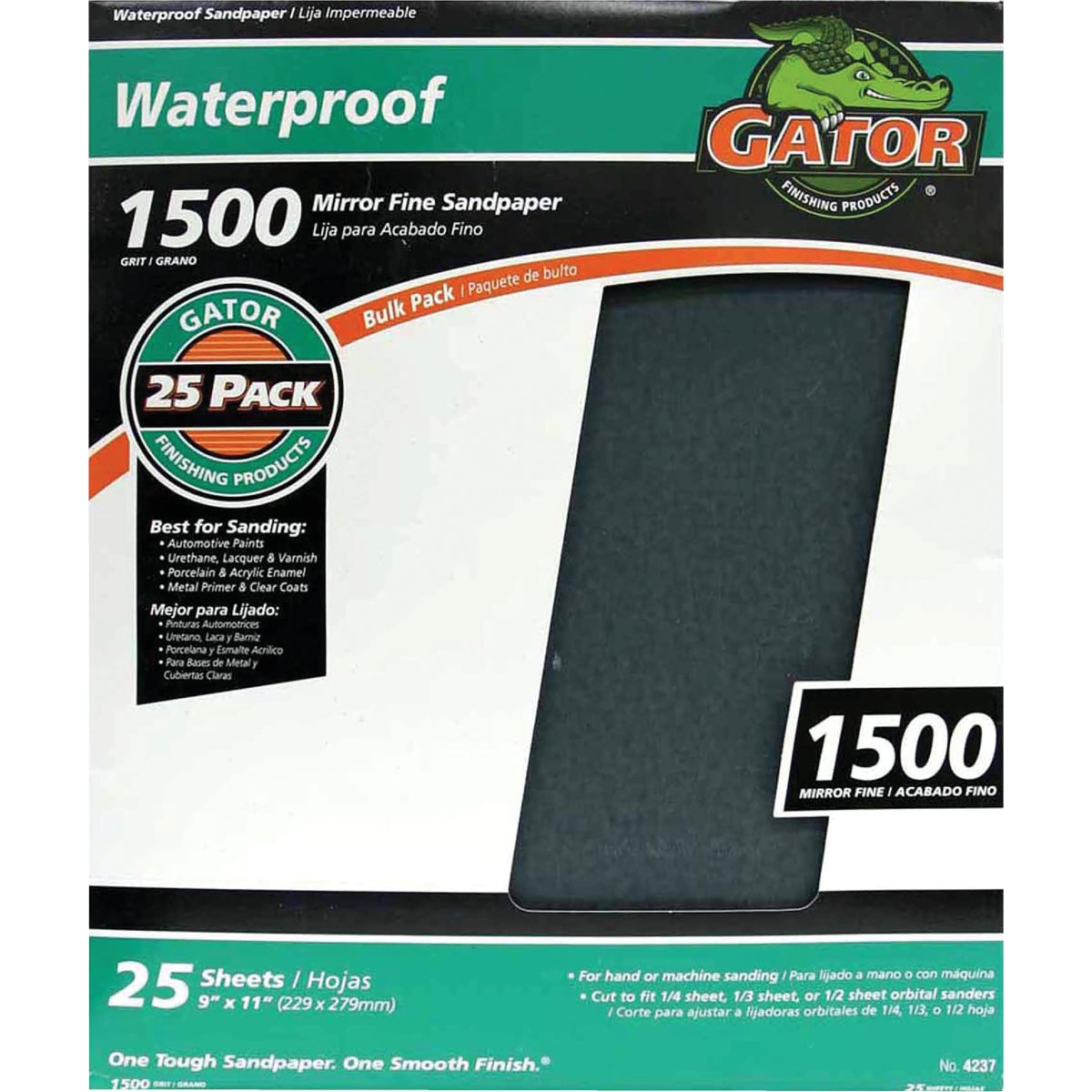 Gator Waterproof 9 In. x 11 In. 1500 Grit Mirror Fine Sandpaper (25-Pack) 339660