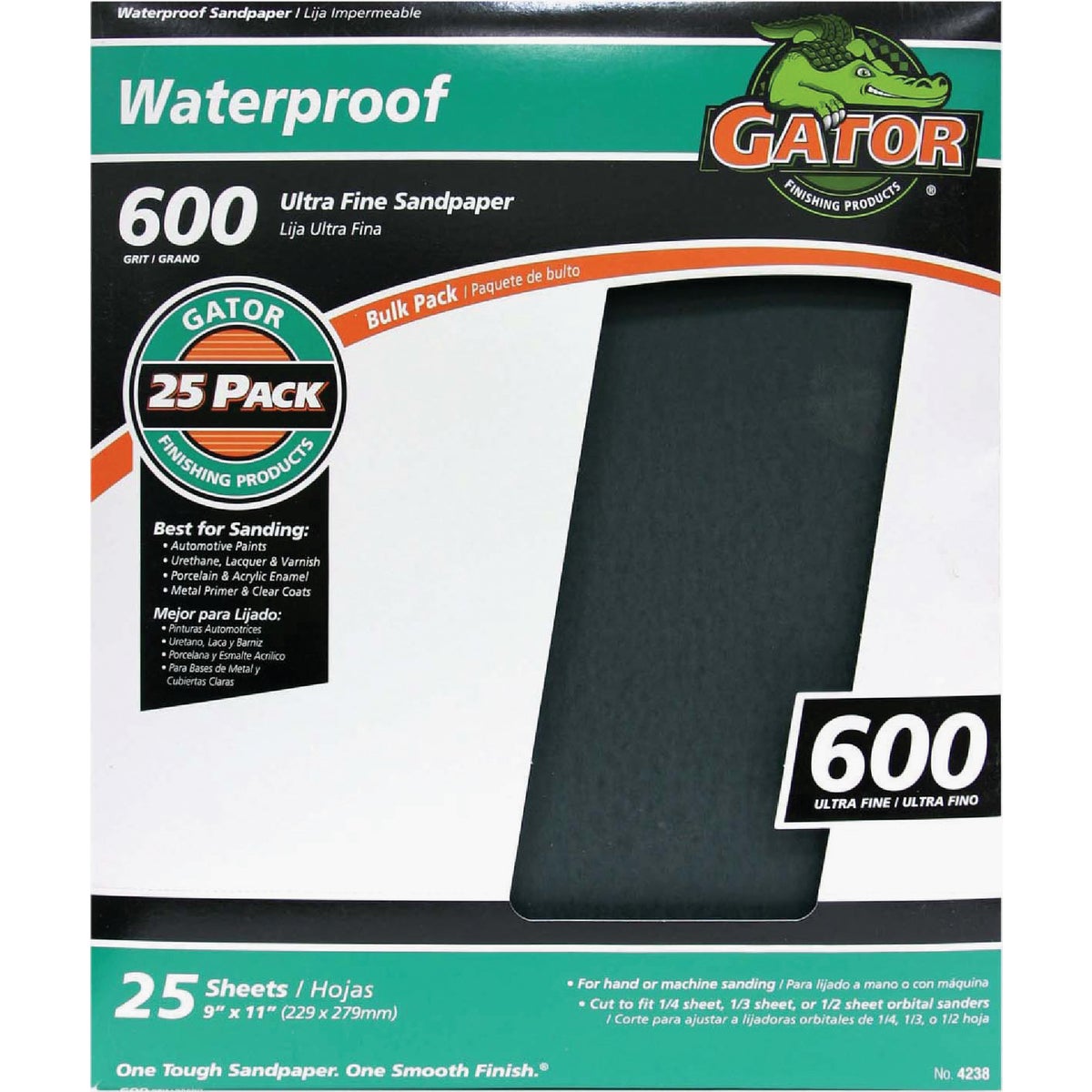 Gator Waterproof 9 In. x 11 In. 600 Grit Ultra Fine Sandpaper (25-Pack) 339679