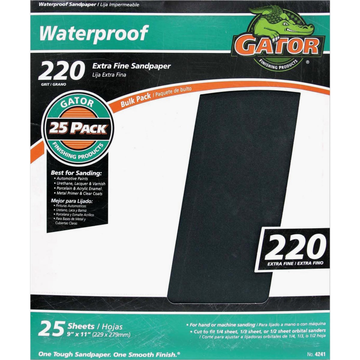 Gator Waterproof 9 In. x 11 In. 220 Grit Extra Fine Sandpaper (25-Pack) 339709