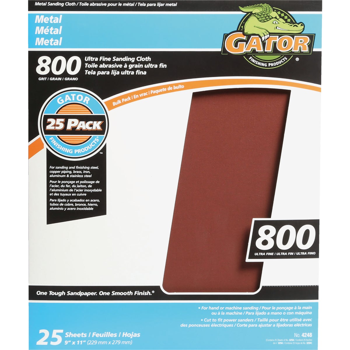 Gator 9 In. W. x 11 In. L. 800 Grit Crocus Cloth (25-Pack)