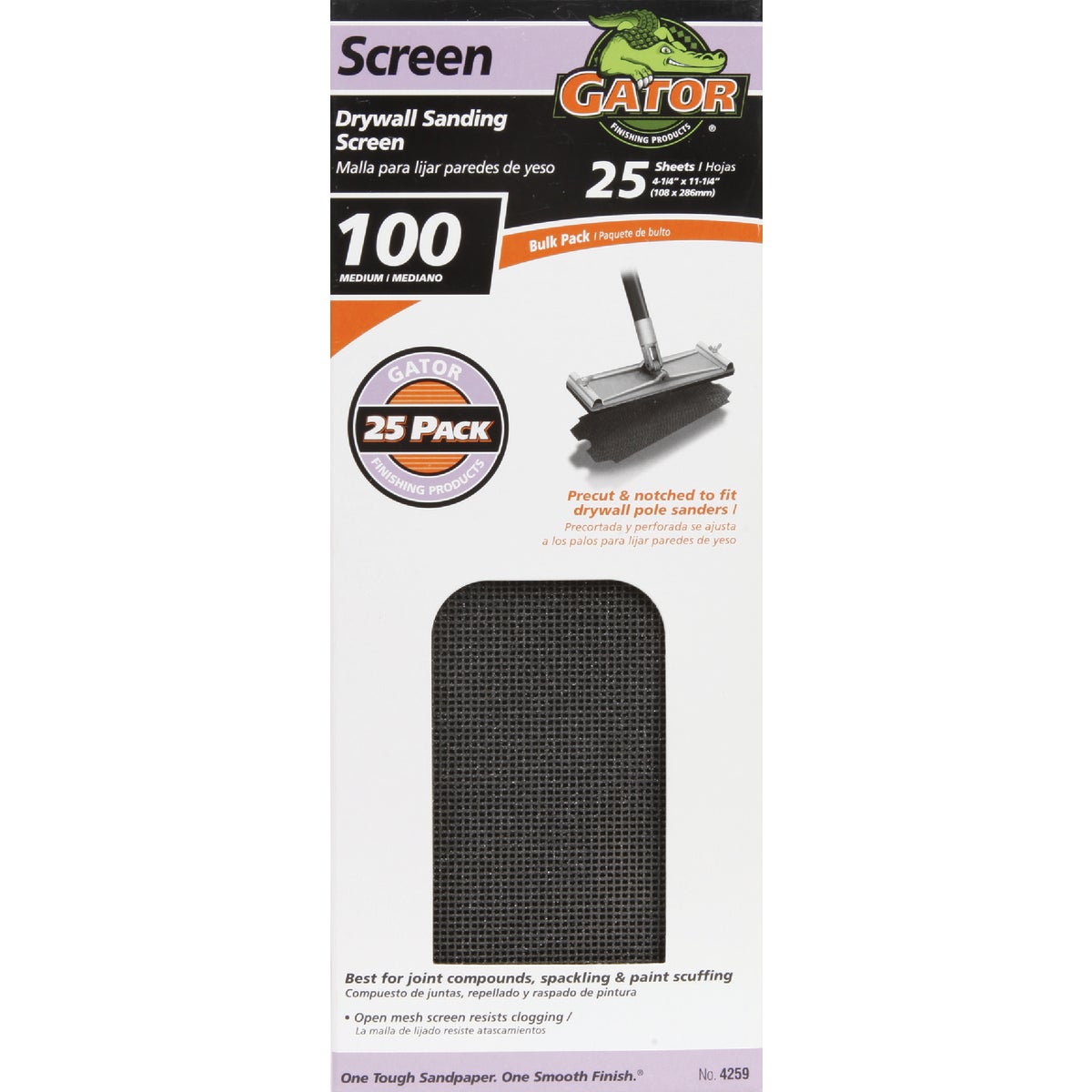 Gator Grit 100 Grit 4-3/8 In. x 11 In. Precut Drywall Sanding Screen (25-Pack) 339822