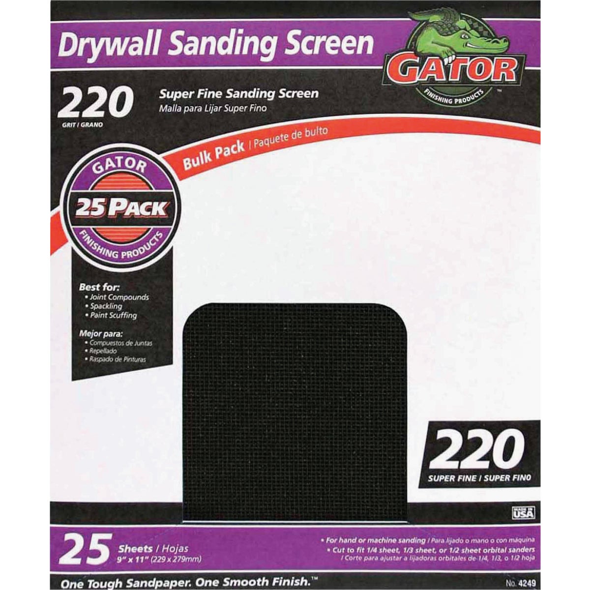 Gator Grit 220 Grit 9 In. x 11 In. Drywall Sanding Screen (25 Pack) 339857