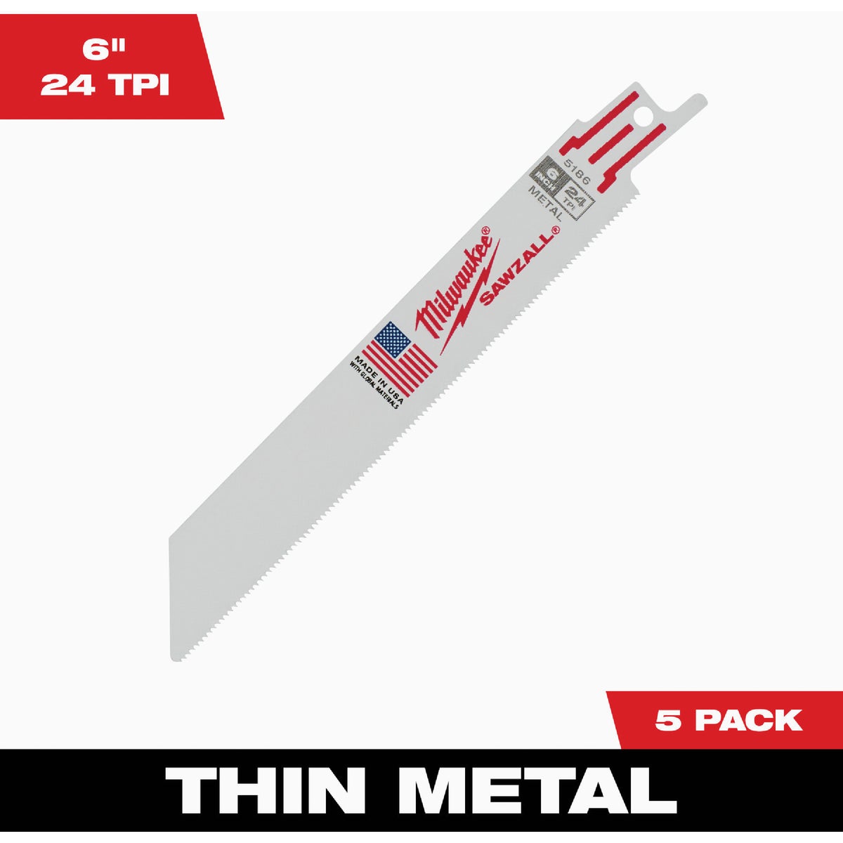 6" 24 Tpi Thin Kerf Sawzall Blades (5 Pk)