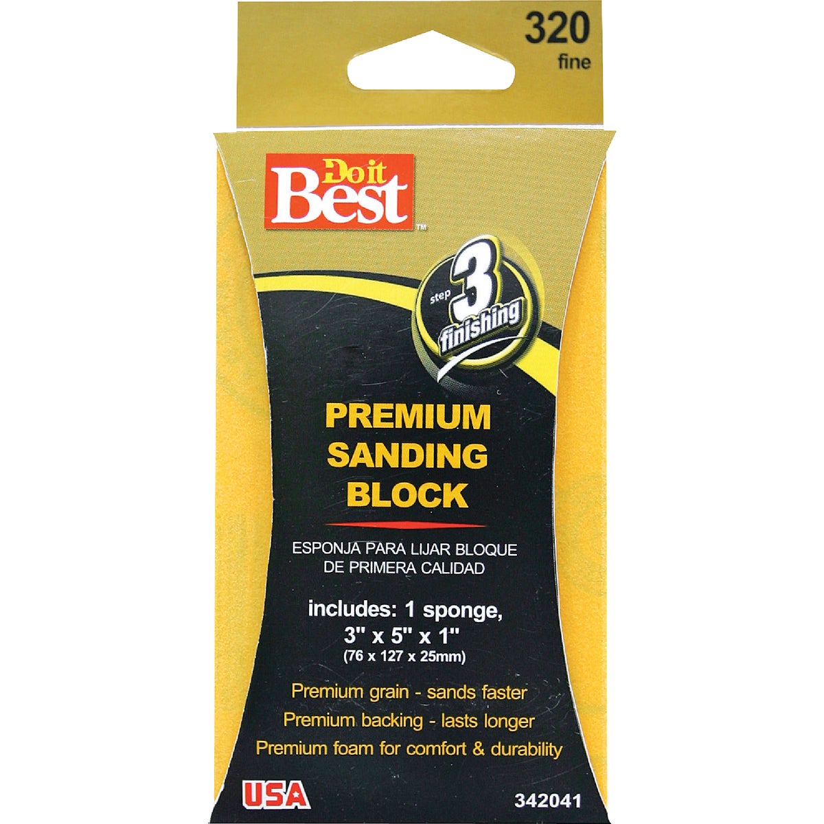 Do it Best Premium 3 In. x 5 In. x 1 In. 320 Grit Fine Sanding Sponge 342041