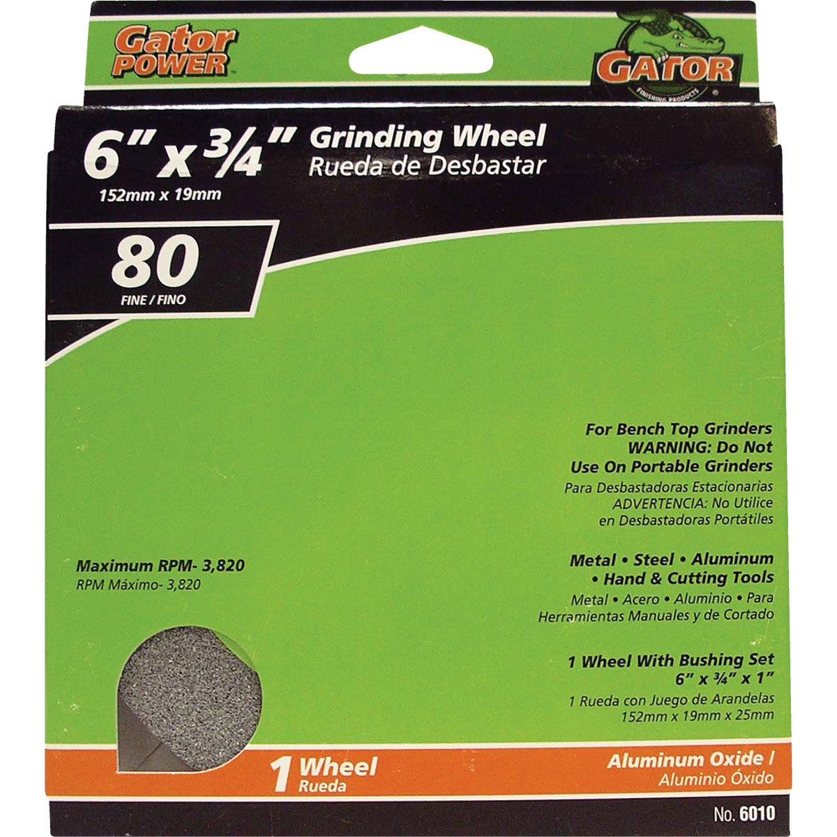Gator Blade 6 In. 3/4 In. Adjustable - 1", 3/4", 5/8", 1/2" Bench Grinding Wheel 346511