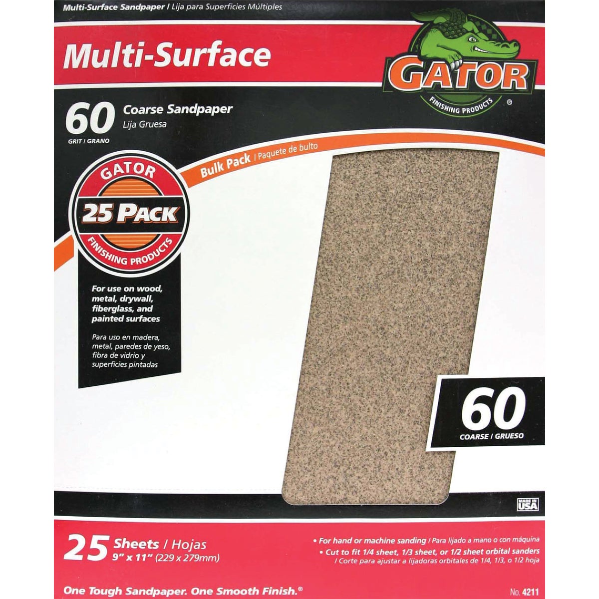 Gator Multi-Surface 9 In. x 11 In. 60 Grit Coarse Sandpaper (25-Pack) 352659