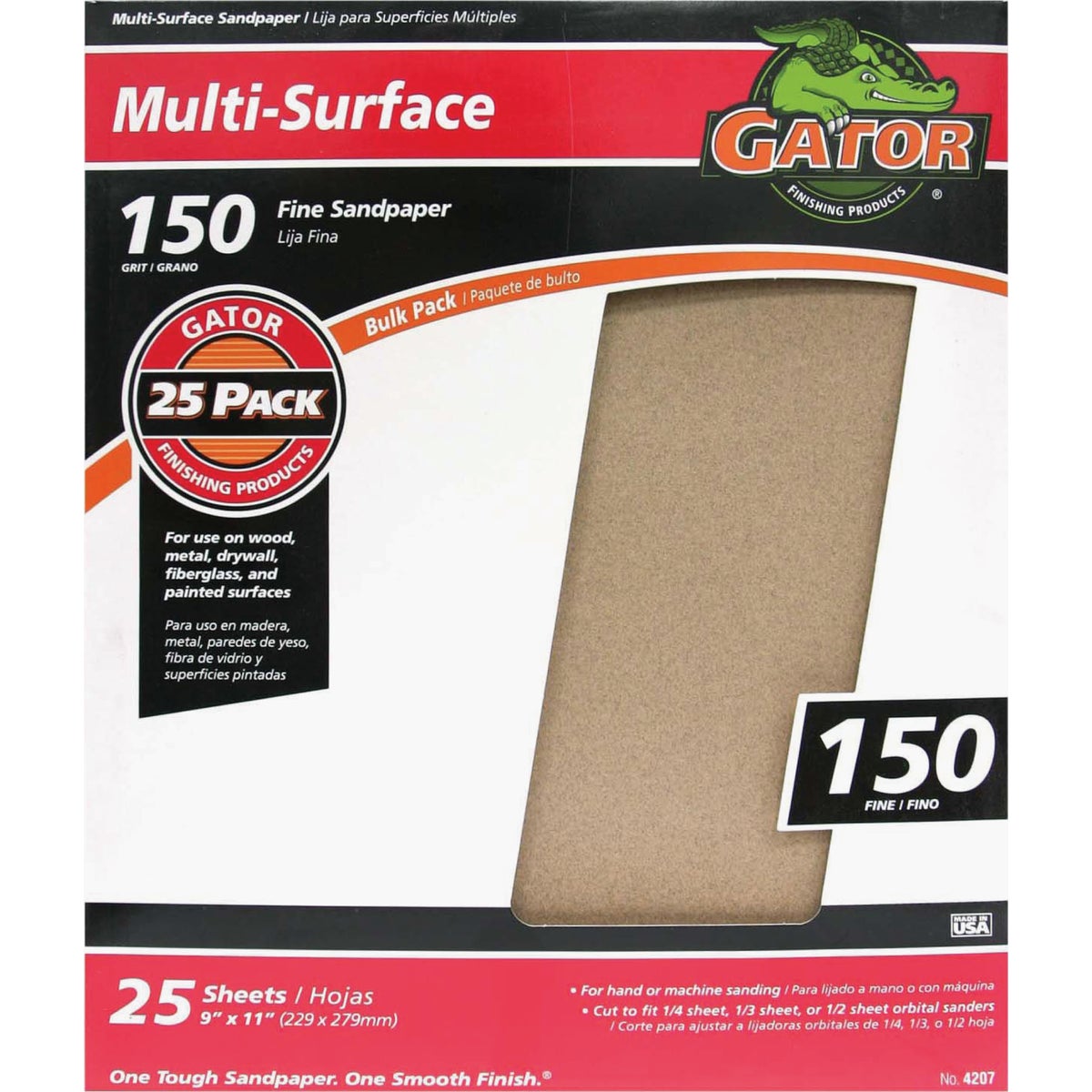 Gator Multi-Surface 9 In. x 11 In. 150 Grit Fine Sandpaper (25-Pack) 352675