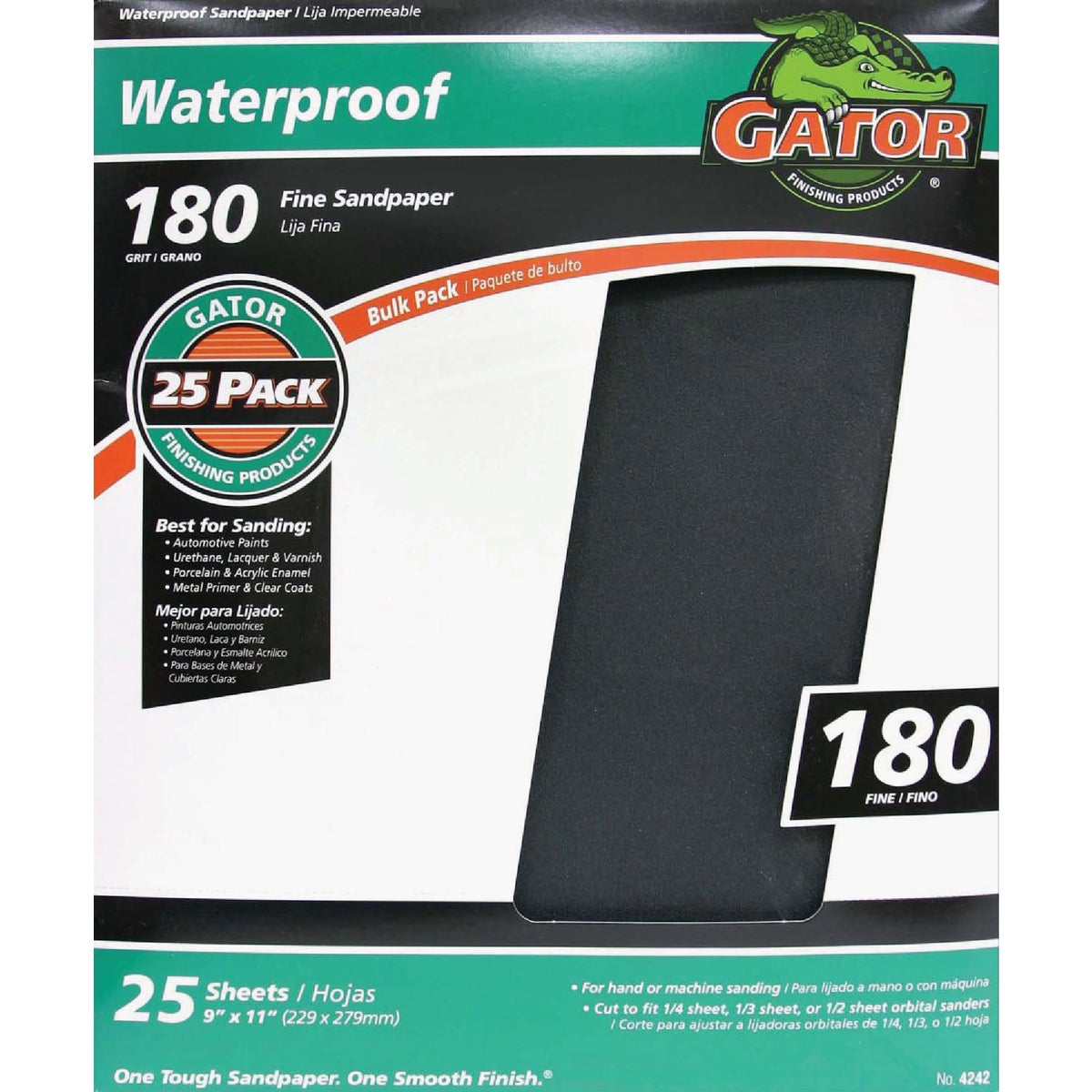 Gator Waterproof 9 In. x 11 In. 180 Grit Fine Sandpaper (25-Pack) 352748