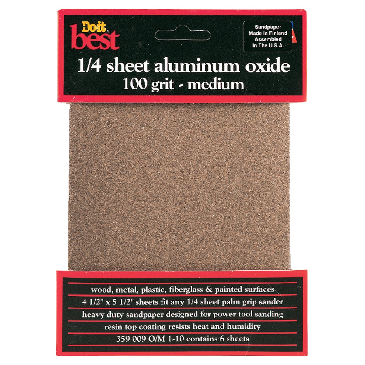Do it Best 100 Grit 1/4 Sheet Power Sanding Sheet (6-Pack) 359009