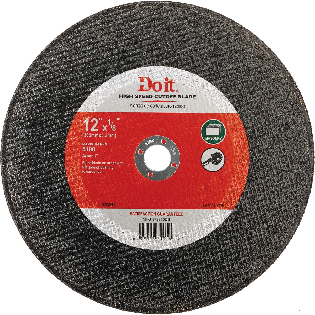 Do it Type 1 12 In. x 1/8 In. x 1 In. Masonry Cut-Off Wheel 363316
