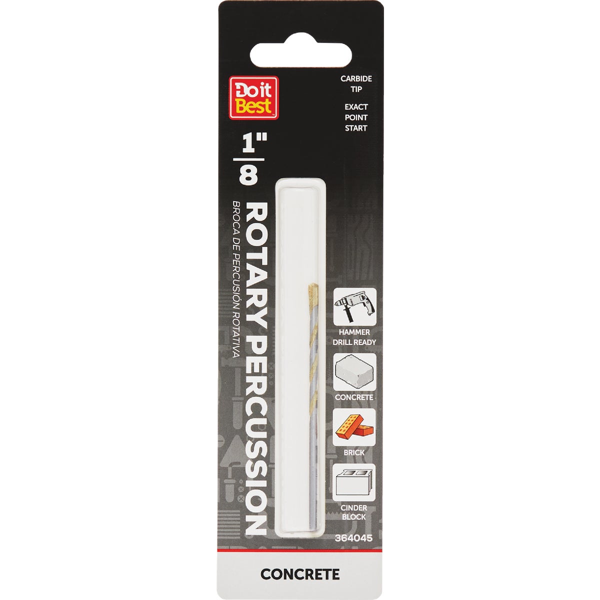 Do it Best 1/8 In. x 3 In. Rotary Percussion Masonry Drill Bit 364045