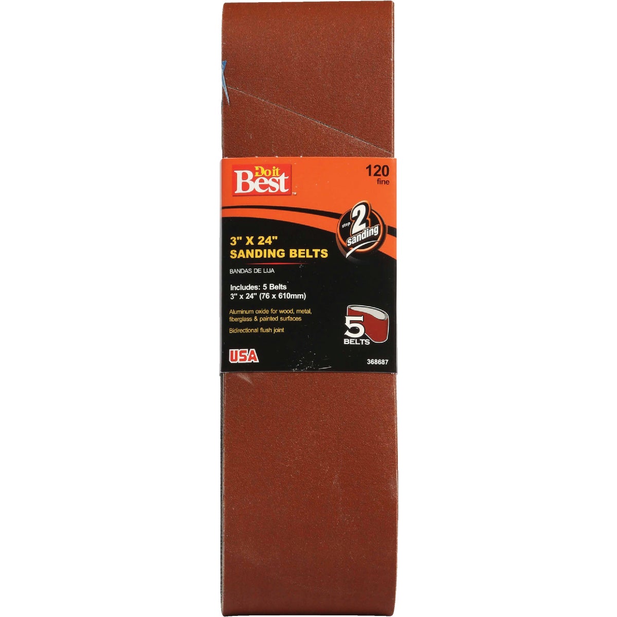 Do it Best 3 In. x 24 In. 120 Grit Dual Direction Sanding Belt (5-Pack) 368687