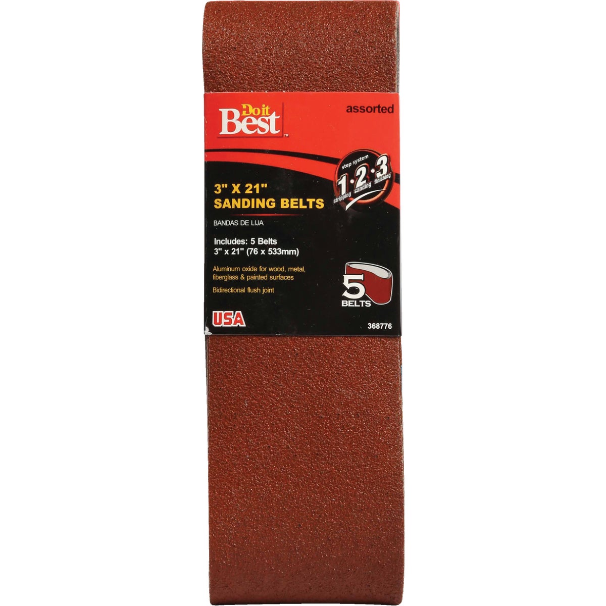 Do it Best 3 In. x 21 In. Assorted Dual Direction Sanding Belt (5-Pack) 368776