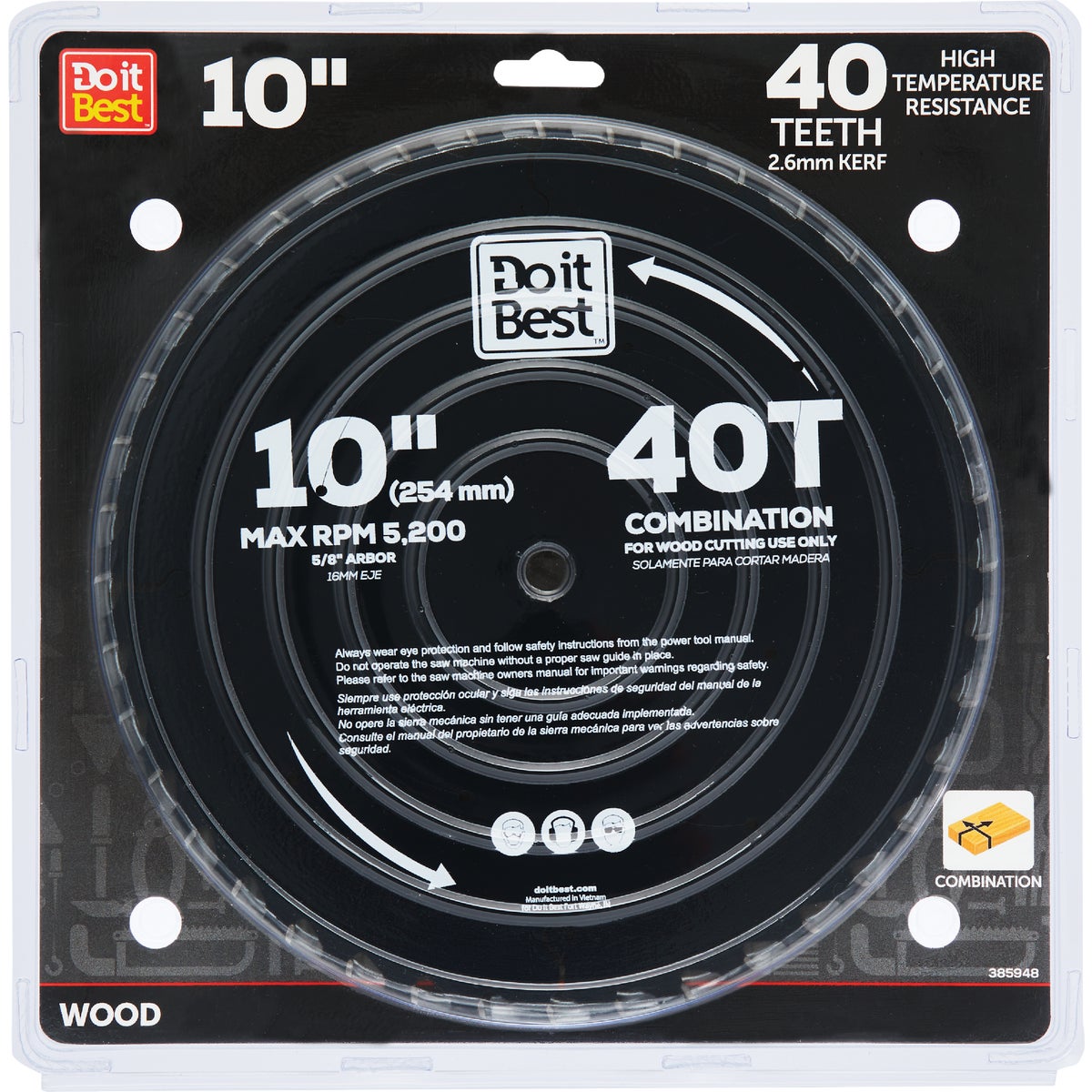 Do it Best Professional 10 In. 40-Tooth Crosscut/Ripping Circular Saw Blade 385948