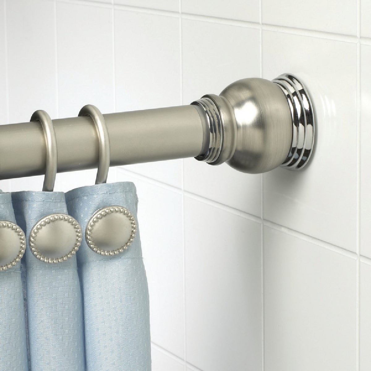 Zenith 72 In. Adjustable Tension Finial Shower Rod 406465
