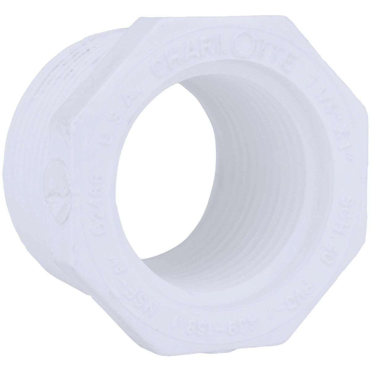 Charlotte Pipe 1-1/4 In. MPT x 1 In. FPT Schedule 40 PVC Bushing 414336